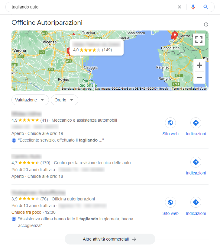 Esempio ricerca tagliando